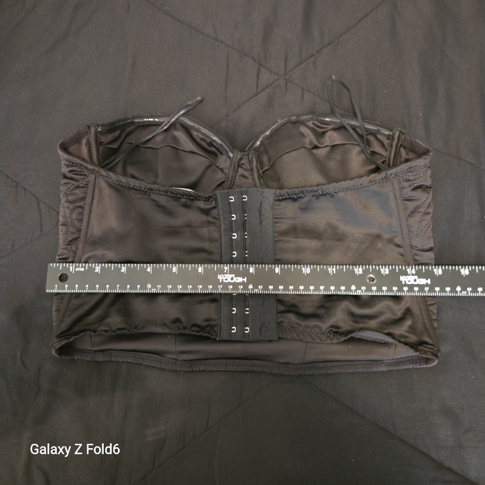 Zara Bustier Top Womens Medium Black Excellent Quilted Embroidered Sweetheart - Picture 7 of 9